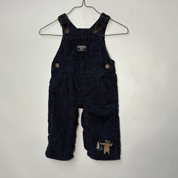 OshKosh B'gosh Other - VIntage OshKosh B'gosh Baby Boy Navy Corduroy Bear Overalls 6 Months